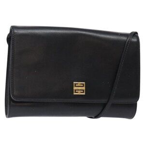 Authentic GIVENCHY Shoulder Bag Leather Black Gold